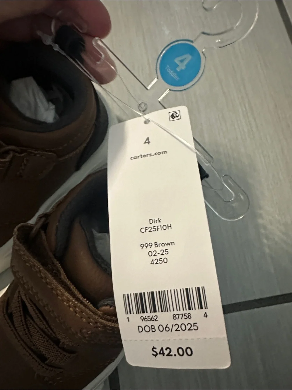 Carter's Brown High-Top Toddler Sneakers with White Sole